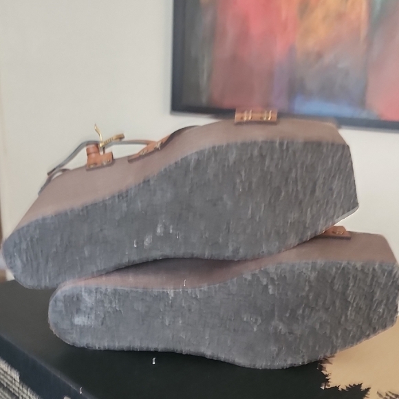 FRAME Denim Brown Leather Platform Sandals | 70s Boho Wedge | Size 40.5 - Picture 8 of 8